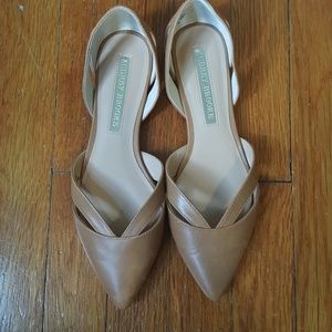 Brown leather flats